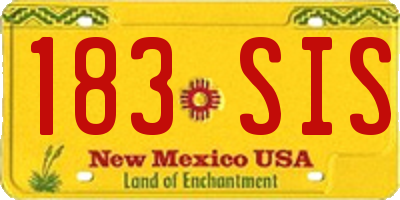 NM license plate 183SIS