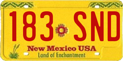 NM license plate 183SND