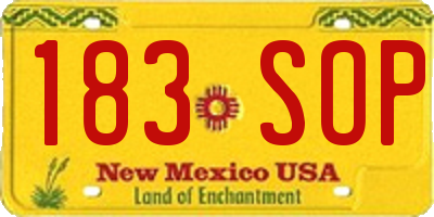 NM license plate 183SOP