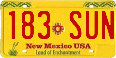 NM license plate 183SUN