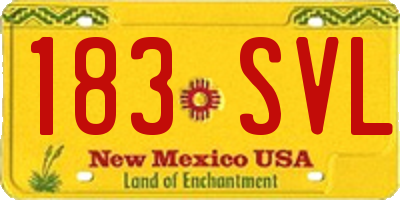 NM license plate 183SVL