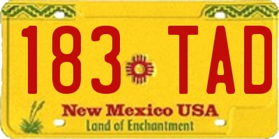 NM license plate 183TAD