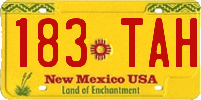 NM license plate 183TAH