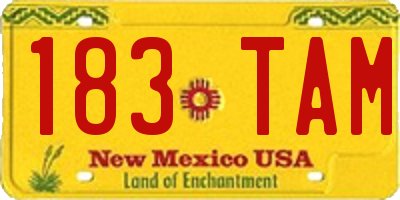 NM license plate 183TAM
