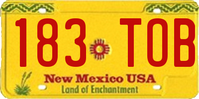NM license plate 183TOB