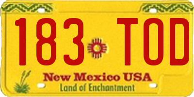 NM license plate 183TOD