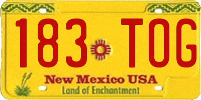 NM license plate 183TOG