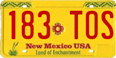 NM license plate 183TOS