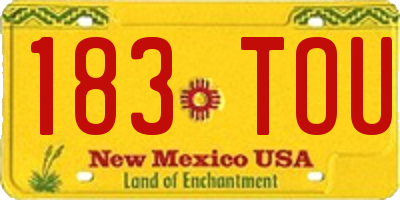 NM license plate 183TOU