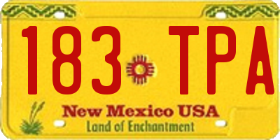 NM license plate 183TPA