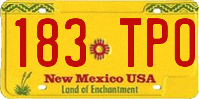 NM license plate 183TPO