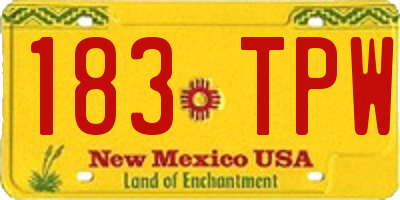 NM license plate 183TPW