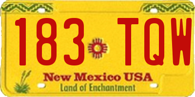 NM license plate 183TQW