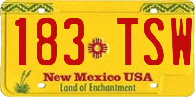 NM license plate 183TSW
