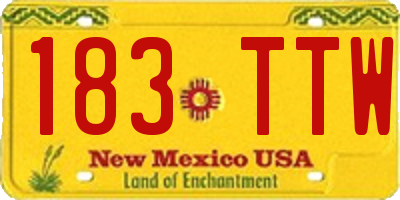 NM license plate 183TTW