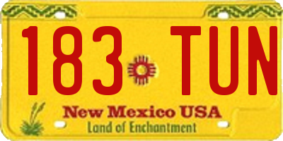 NM license plate 183TUN