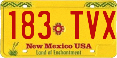 NM license plate 183TVX