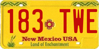 NM license plate 183TWE