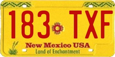 NM license plate 183TXF