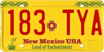 NM license plate 183TYA
