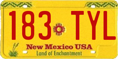 NM license plate 183TYL
