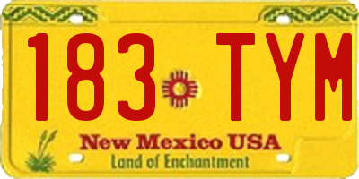 NM license plate 183TYM