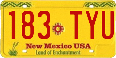 NM license plate 183TYU