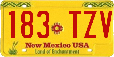 NM license plate 183TZV