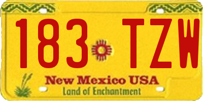 NM license plate 183TZW