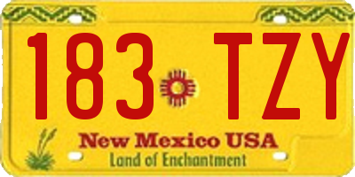 NM license plate 183TZY