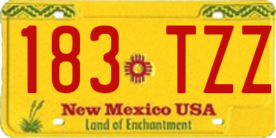 NM license plate 183TZZ