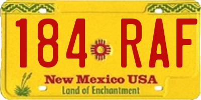 NM license plate 184RAF