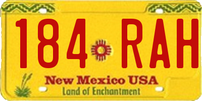 NM license plate 184RAH