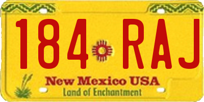 NM license plate 184RAJ