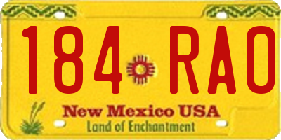 NM license plate 184RAO