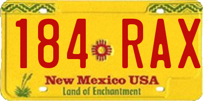 NM license plate 184RAX