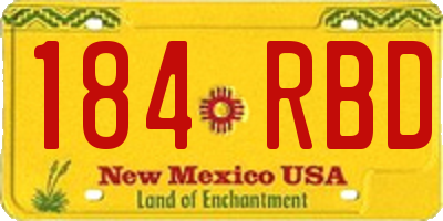NM license plate 184RBD
