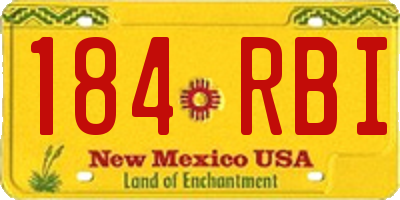 NM license plate 184RBI