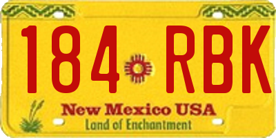 NM license plate 184RBK