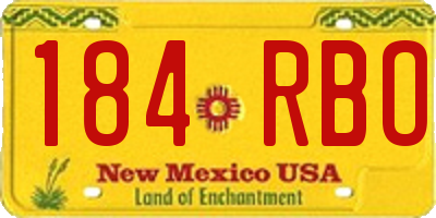 NM license plate 184RBO