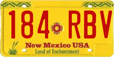 NM license plate 184RBV