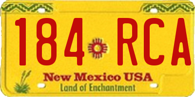 NM license plate 184RCA