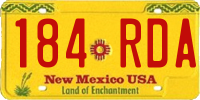 NM license plate 184RDA