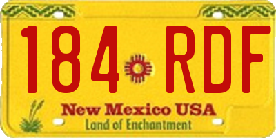 NM license plate 184RDF
