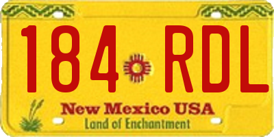 NM license plate 184RDL