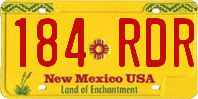 NM license plate 184RDR