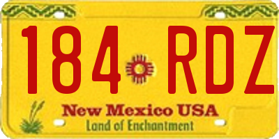 NM license plate 184RDZ