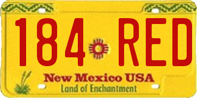 NM license plate 184RED