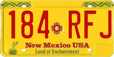 NM license plate 184RFJ