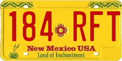 NM license plate 184RFT